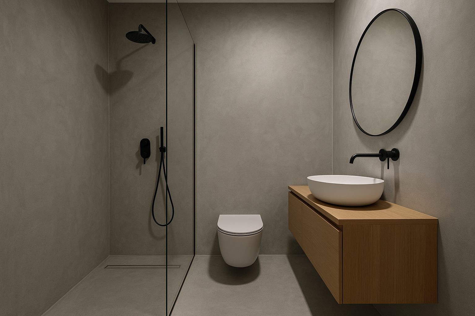 Microcement badeværelse i Gentofte