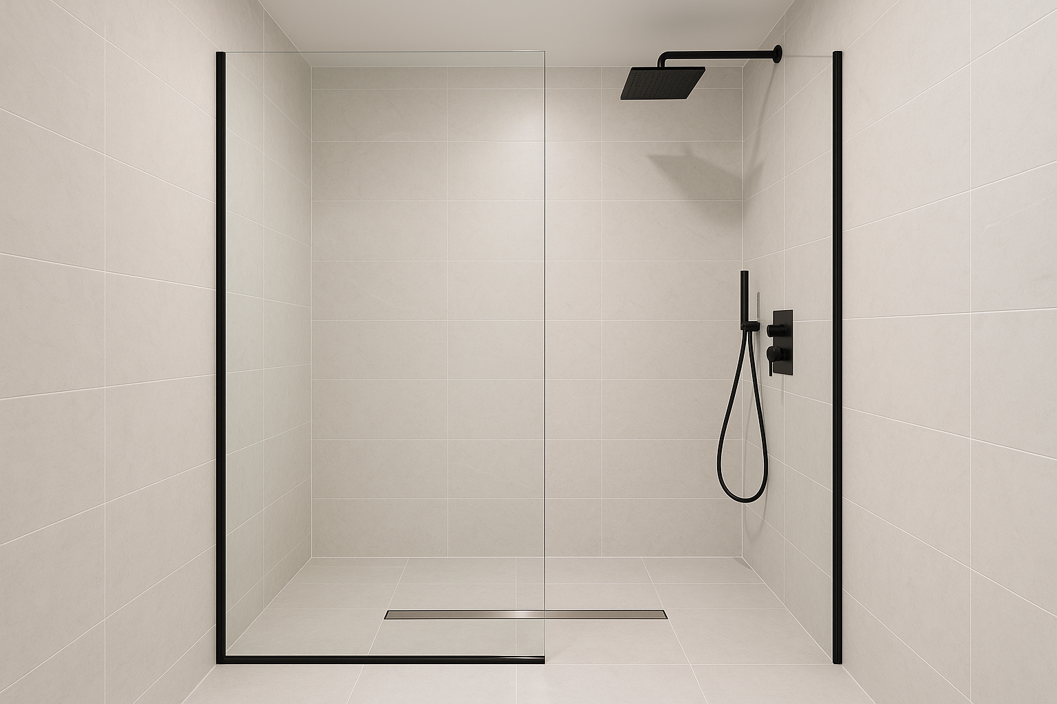 Ny brusekabine og fliser